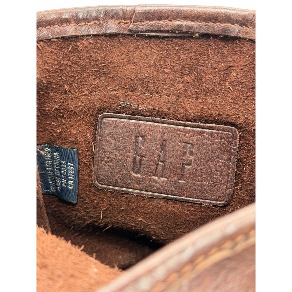Vintage Gap 90s Brown Leather Crossbody Mini Bag Small Women's Saddle Bag Boho - Picture 8 of 10